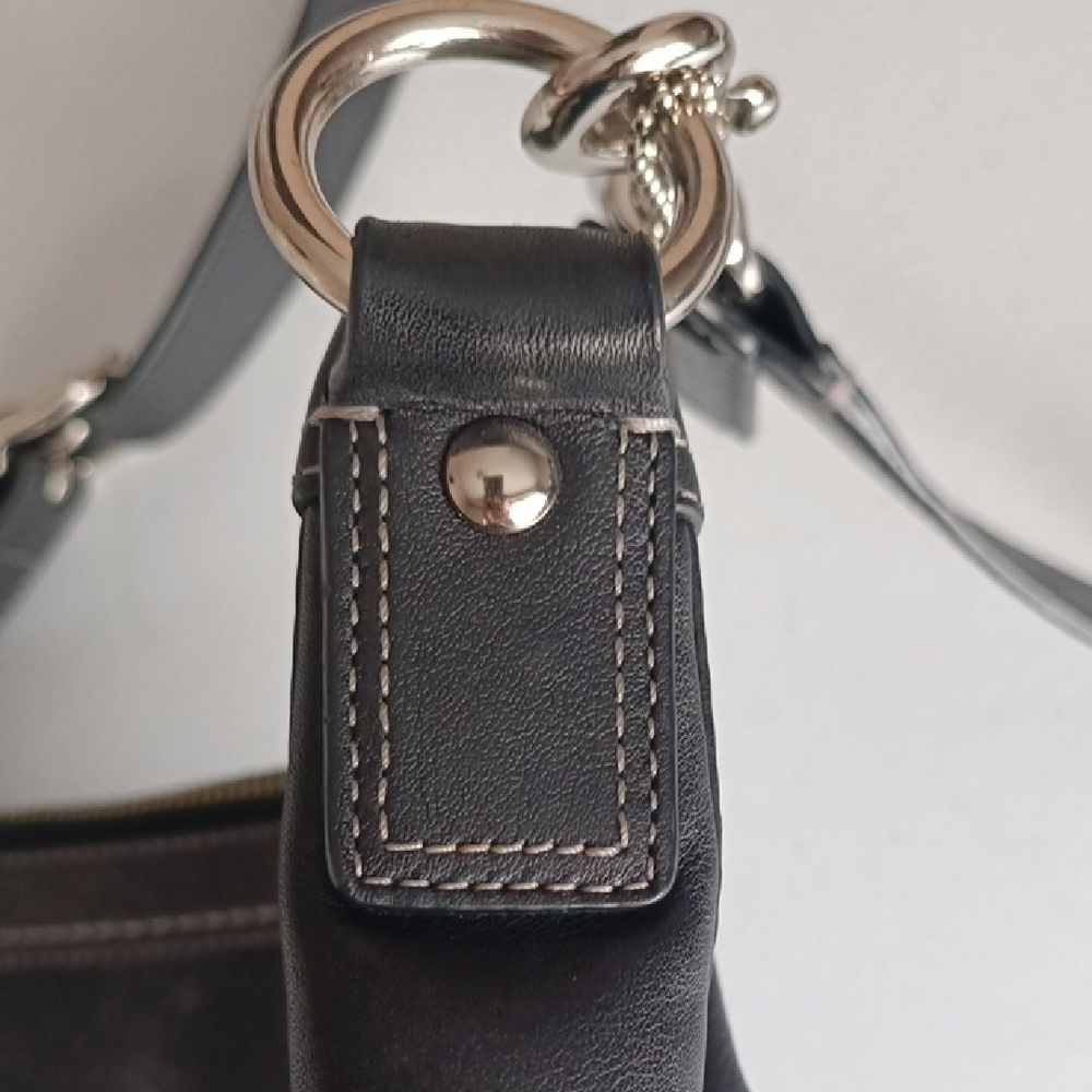 Coach Black Leather Belted Mid-size Crossbody Shoulder Unisex Bag Like New - Picture 5 of 14